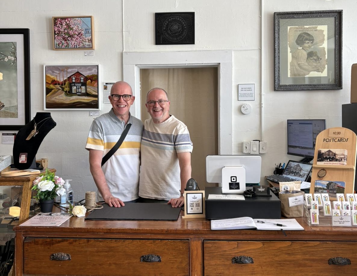 Michael & me behind the counter at Rose Apothecary