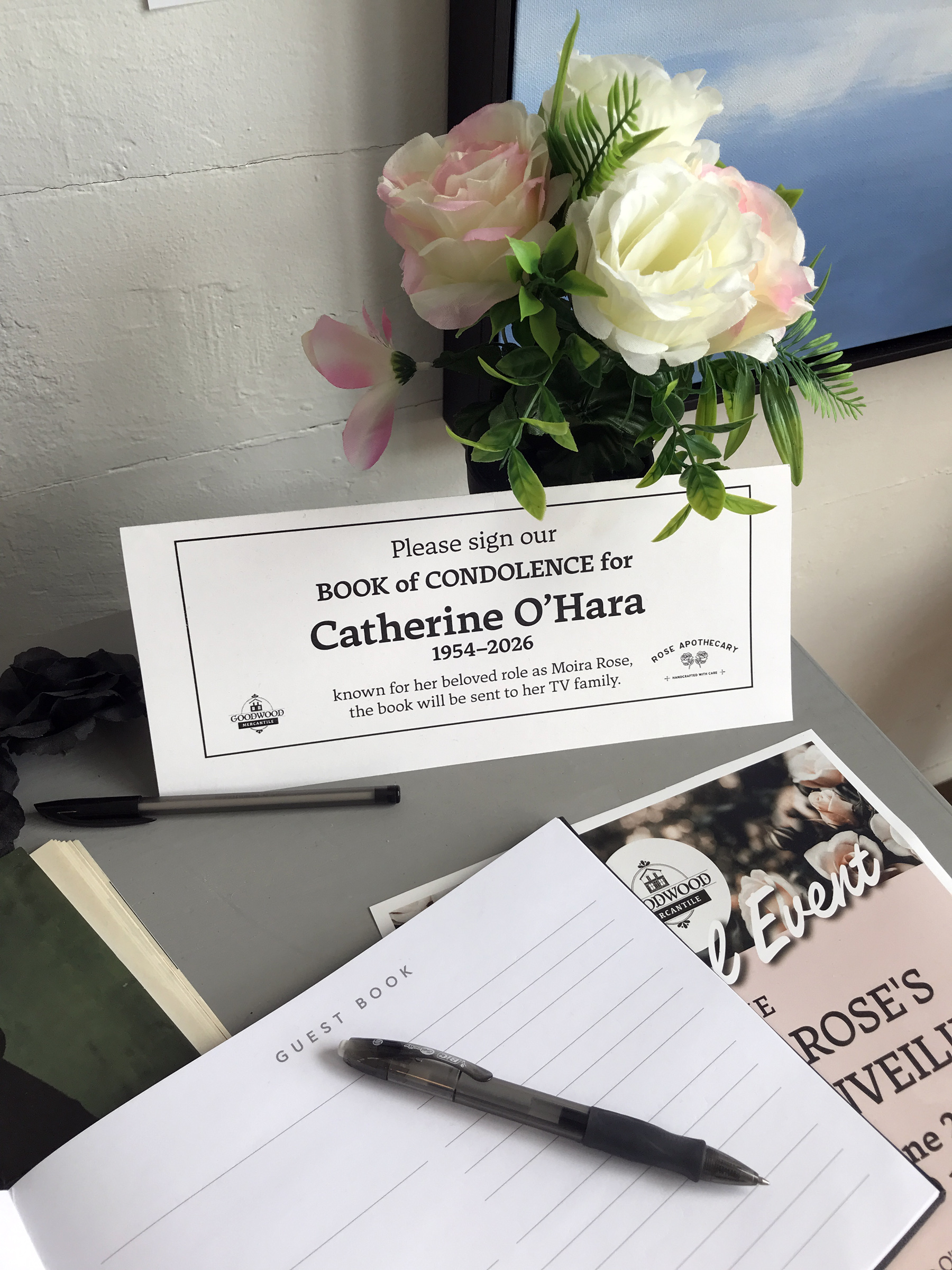 Book of condolence in Goodwood Mercantile
